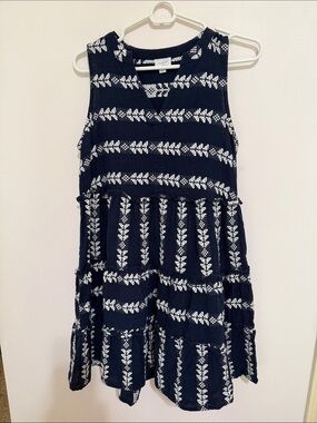 Navy White Tank Shift Dress Mudpie Small Tribal Print